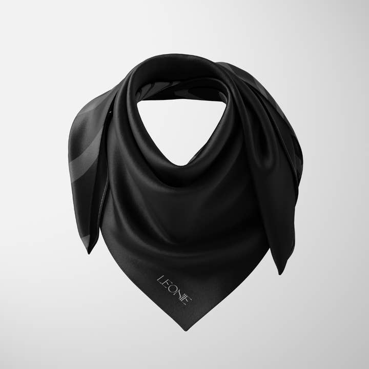 Leonie - Wholesale Scarf - Women's - Ebony Wave, 90cm Silk Scarf1