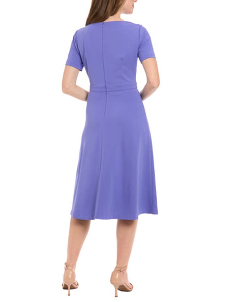 VERY PERI London Times Bow Neck Short Sleeve A-Line Dress for wholesale on Faire
