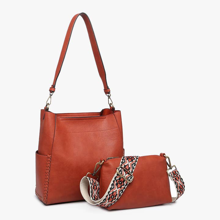 Jen & Co. - Wholesale Crossbody Bag - Women's - M2070 Penny 2-in-1 Bucket Bag w/ Guitar Strap