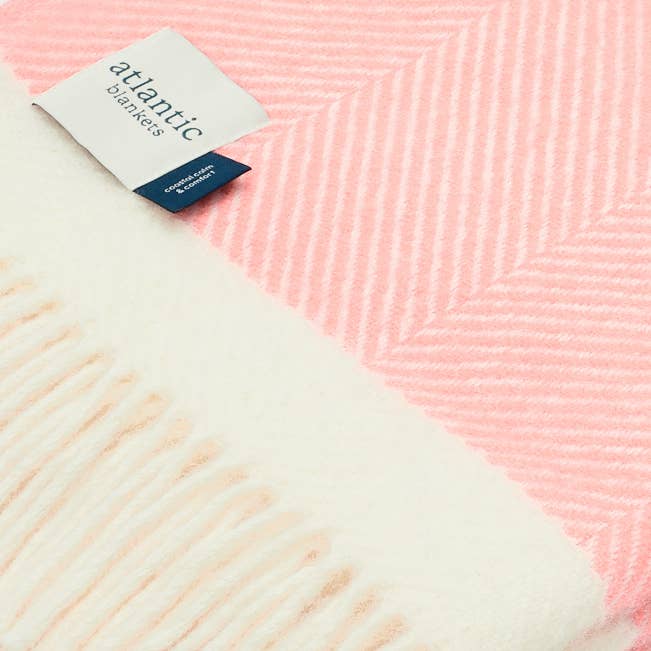 Atlantic Blankets - Wholesale Throw Blanket - Candy Floss Pink Herringbone Wool Blanket