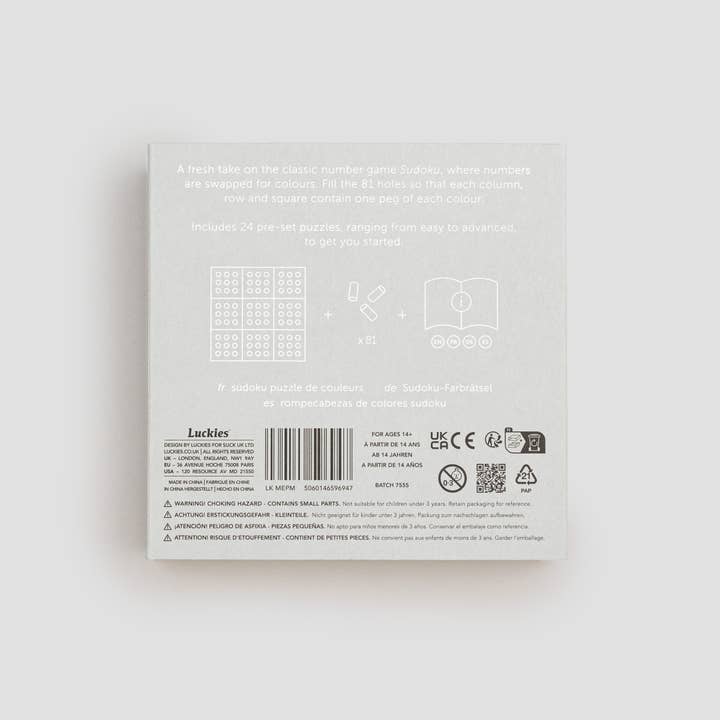 SUCK UK Ltd - USA - Wholesale Board Game - Mindful Wooden Sudoku Game