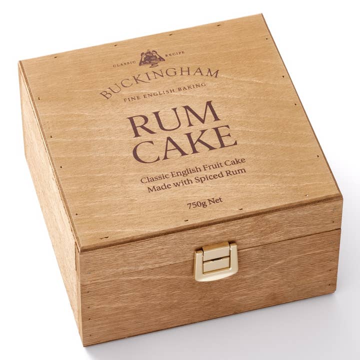 Buckingham Fruit Cakes – wholesale Cake – Buckingham Spiced-Rum Fruit Cake 750g Wooden Gift Box1