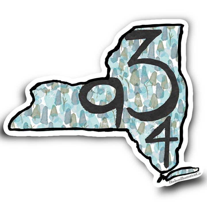 Hudson Illustration Co - About Town Co - Wholesale Sticker - Winter New York Area Code 934 Phone Number Sticker or Magnet