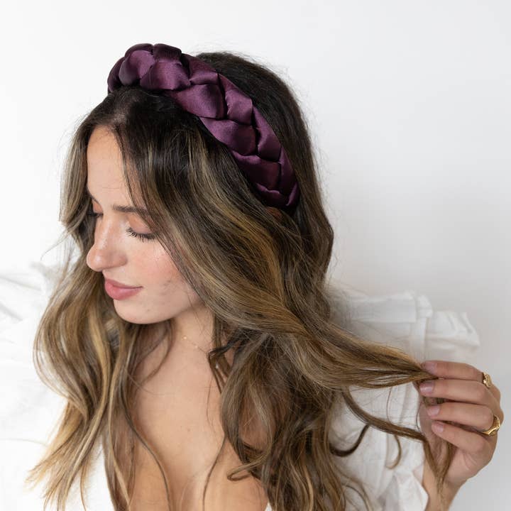 Merlot Braided Halo Headband for wholesale by La Bella