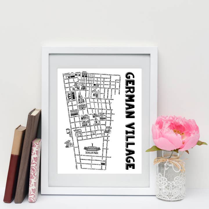 Whereabouts Shop - Wholesale Art Print - German Village Columbus Map Print