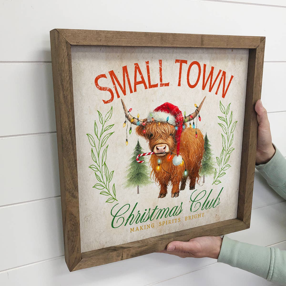 Hangout Home - Wholesale Christmas Wall Art - Small Town Christmas Club Highland Cow - Farmhouse Christmas2