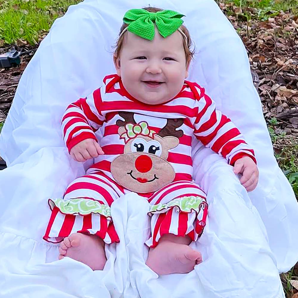AnnLoren - Wholesale Jumpsuit - Baby - AnnLoren Baby Girls Christmas Romper Reindeer Red Stripes2