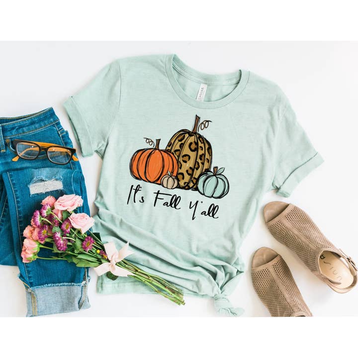 It's Fall Y'all Shirt, Camicia Zucca, Camicia Autunno per la vendita all'ingrosso da parte di The Shirt Company