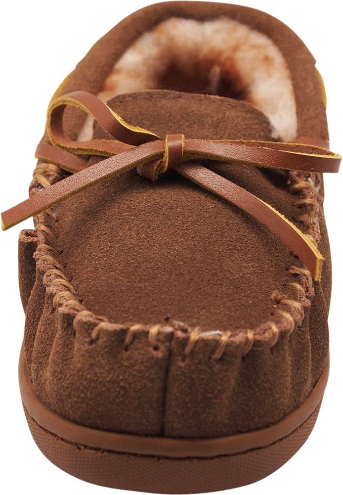 Eastern Off Price - Wholesale Slippers - Kids - Norty Toddler Boy Girls Unisex Suede Moccasin 40103 Chestnut6