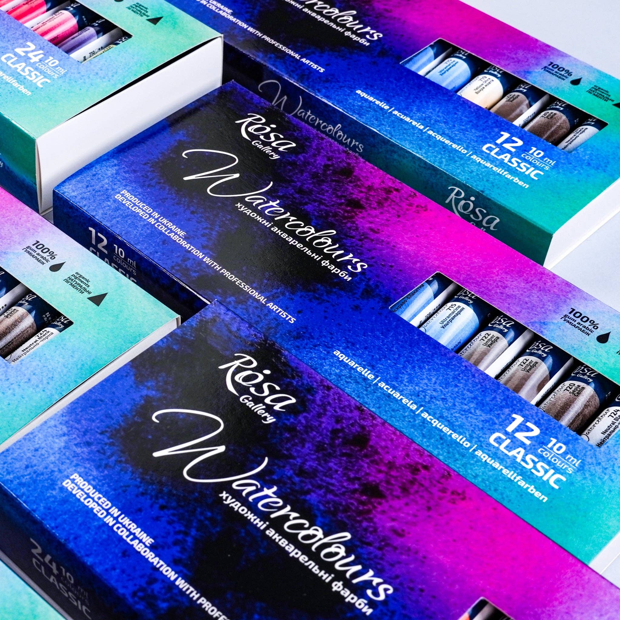Fainotoys - Wholesale Watercolor Paint - ROSA Gallery Artists' Watercolor Set Classic - 12x10 ml Tubes | Premium Watercolours in Cardboard Box2