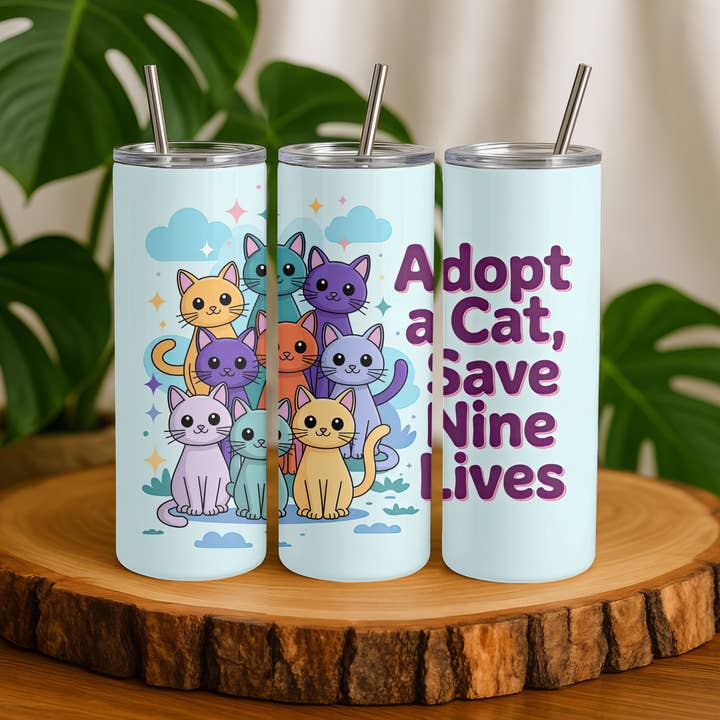Snap It Stick It - Wholesale Insulated Mug/Tumbler - Adopt a Cat, Save Nine Lives – 20oz Tumbler3