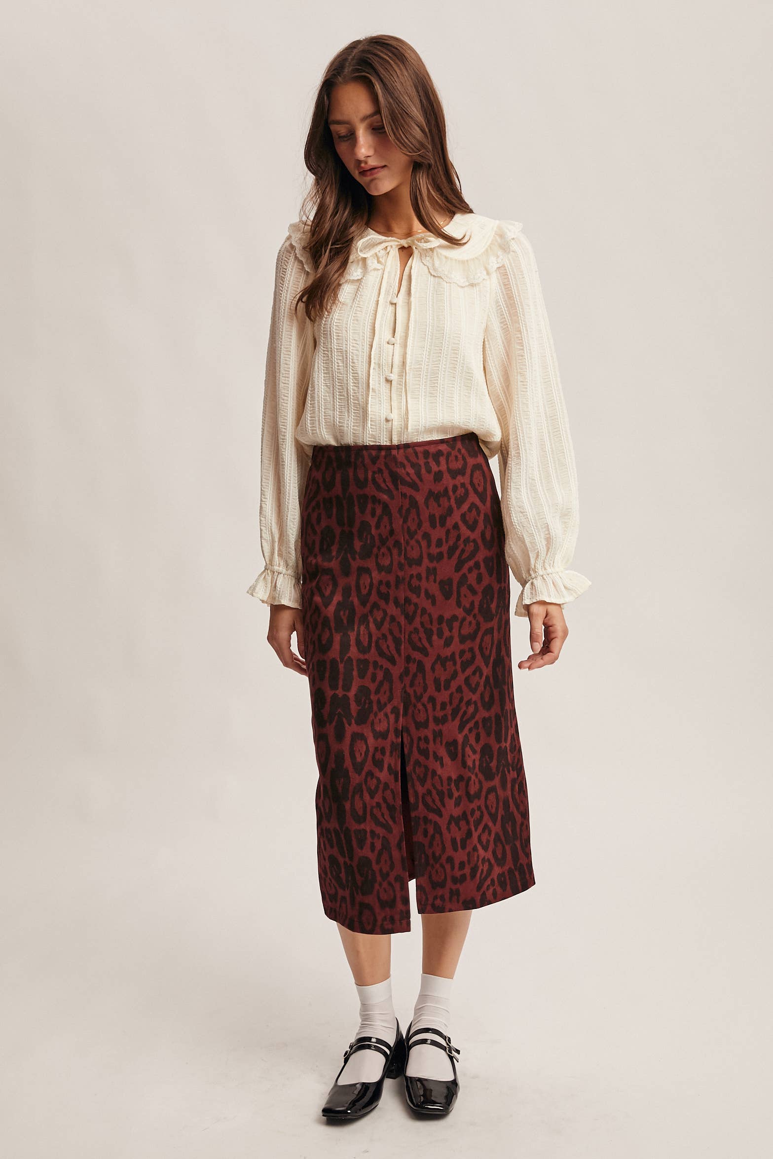 Forte - Wholesale Blouse - Women's - Embroidered Collar Textured Blouse FT0011 23