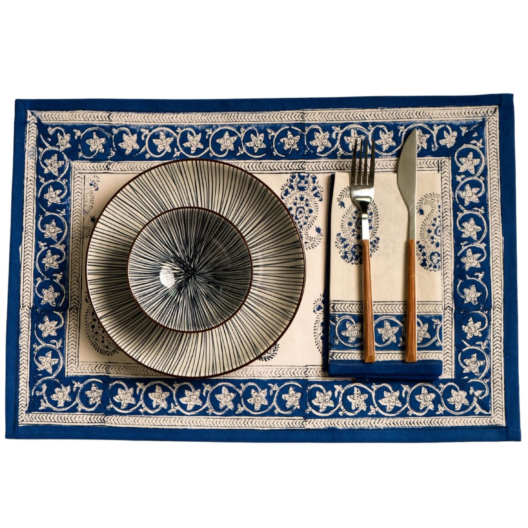 Kapda Casa - Wholesale Tablecloth - Ciprés Azul: Manteles Individuales | 6 Servilletas | Juego de Comedor |50x30cm1