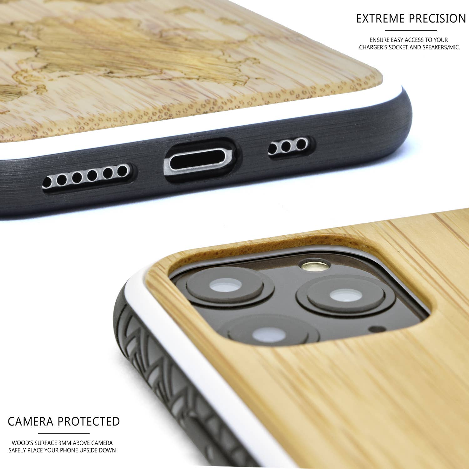 GOWOOD - Wholesale Phone Case - Unisex - iPhone 11 Pro Case with Map Engraved Bamboo Backside2