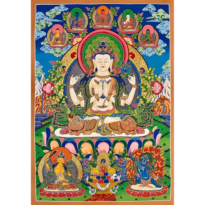 Pintura Thangka Grande Obra-prima de Chenrezig por atacado de Art Of Tibet