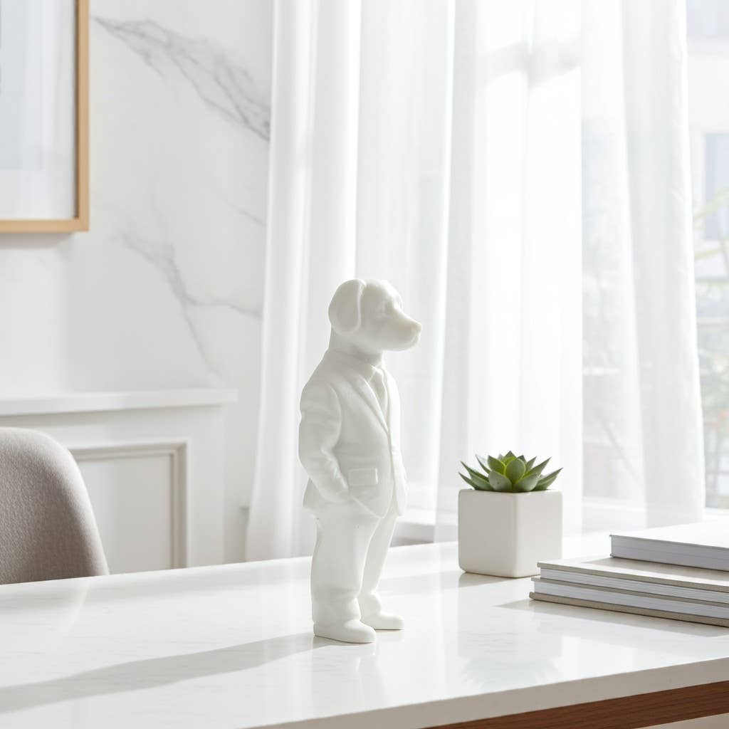 Face It Home Decor – wholesale Decorative figurine – Handmade Resin Suited Dog Figurine Ornaments Black and White5