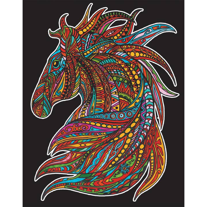 Fluwelen paardtekening om in te kleuren 100% made in Italy voor wholesale door Colorvelvet