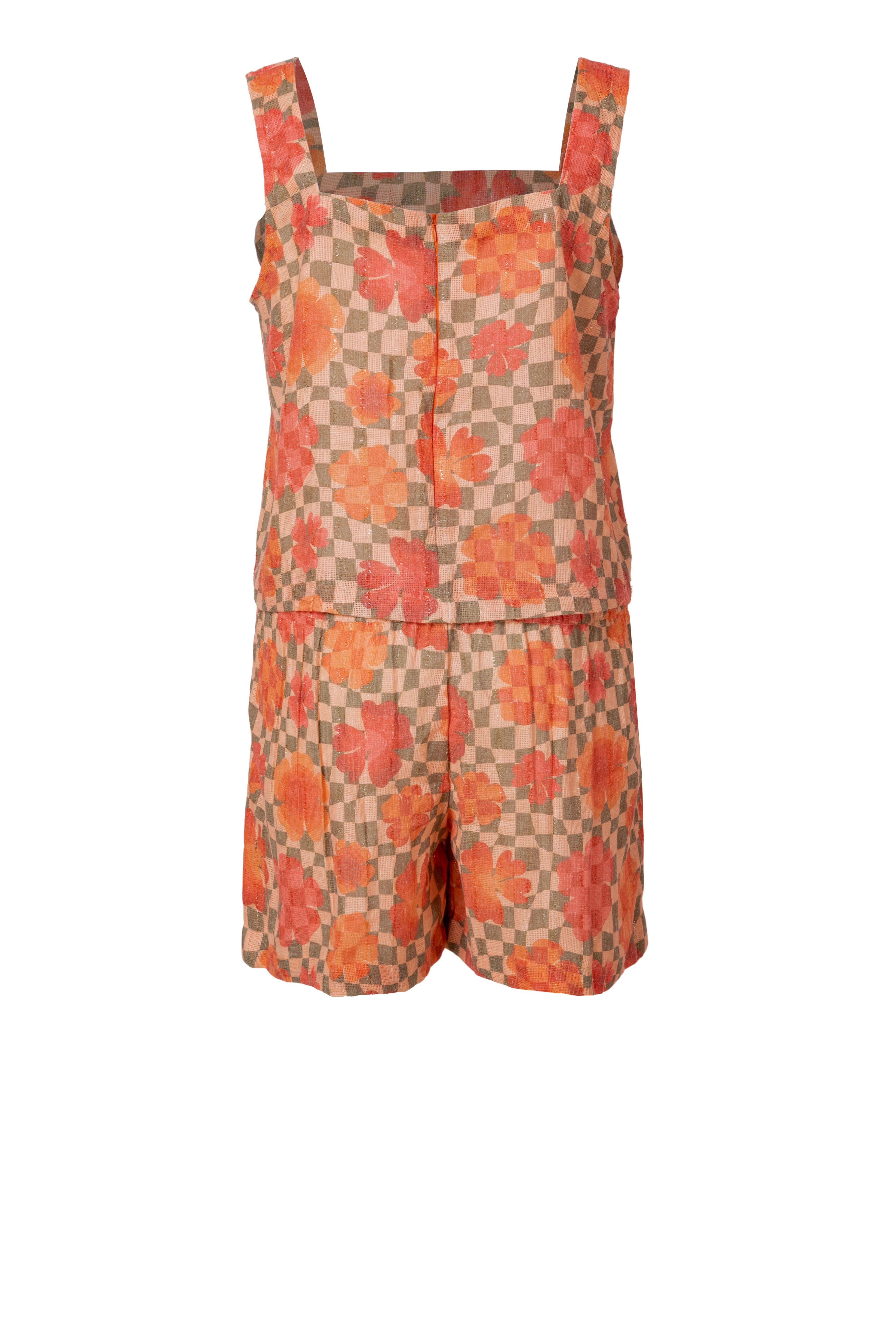 Ariastop.com corporation - Wholesale Lounge Set - Women's - Orange Cotton Jute Floral Co-Ord Set for Women3