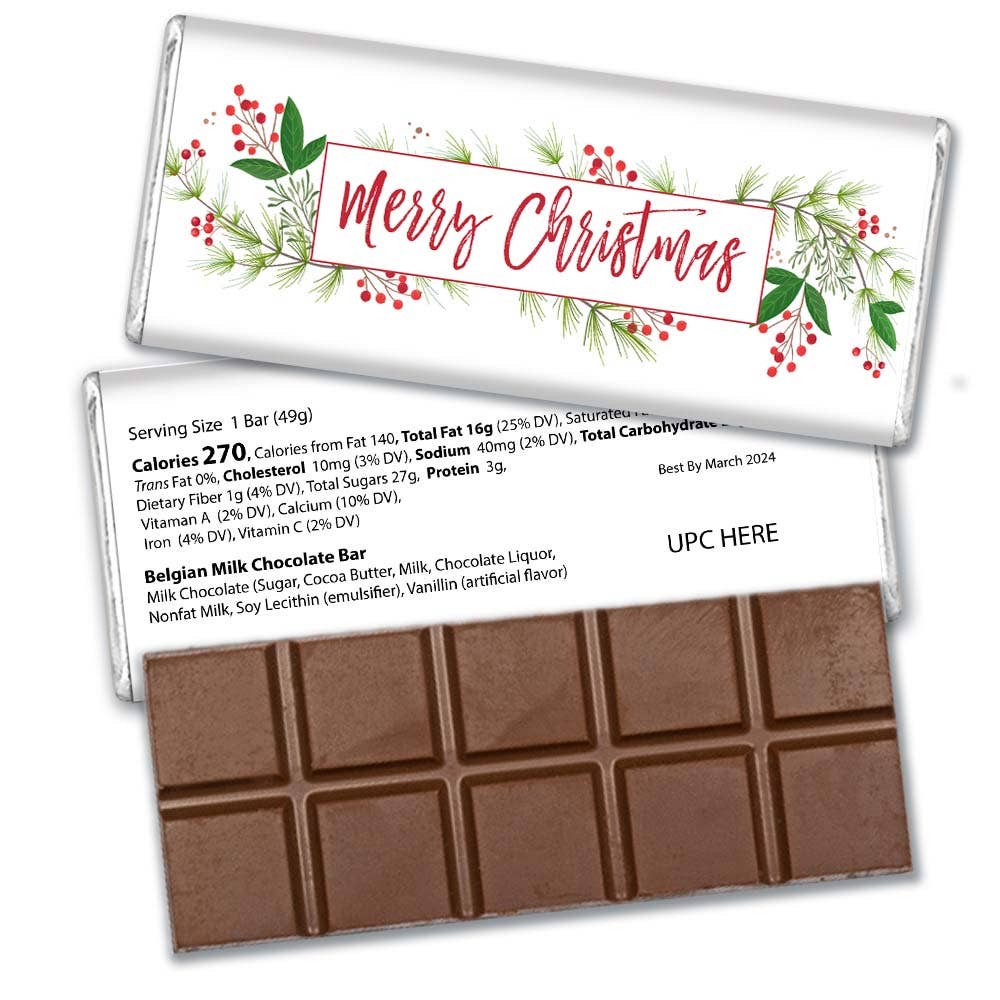 Just Candy - Vente Barre chocolatée - Tablette belge au chocolat au lait emballée Joyeux Noël0