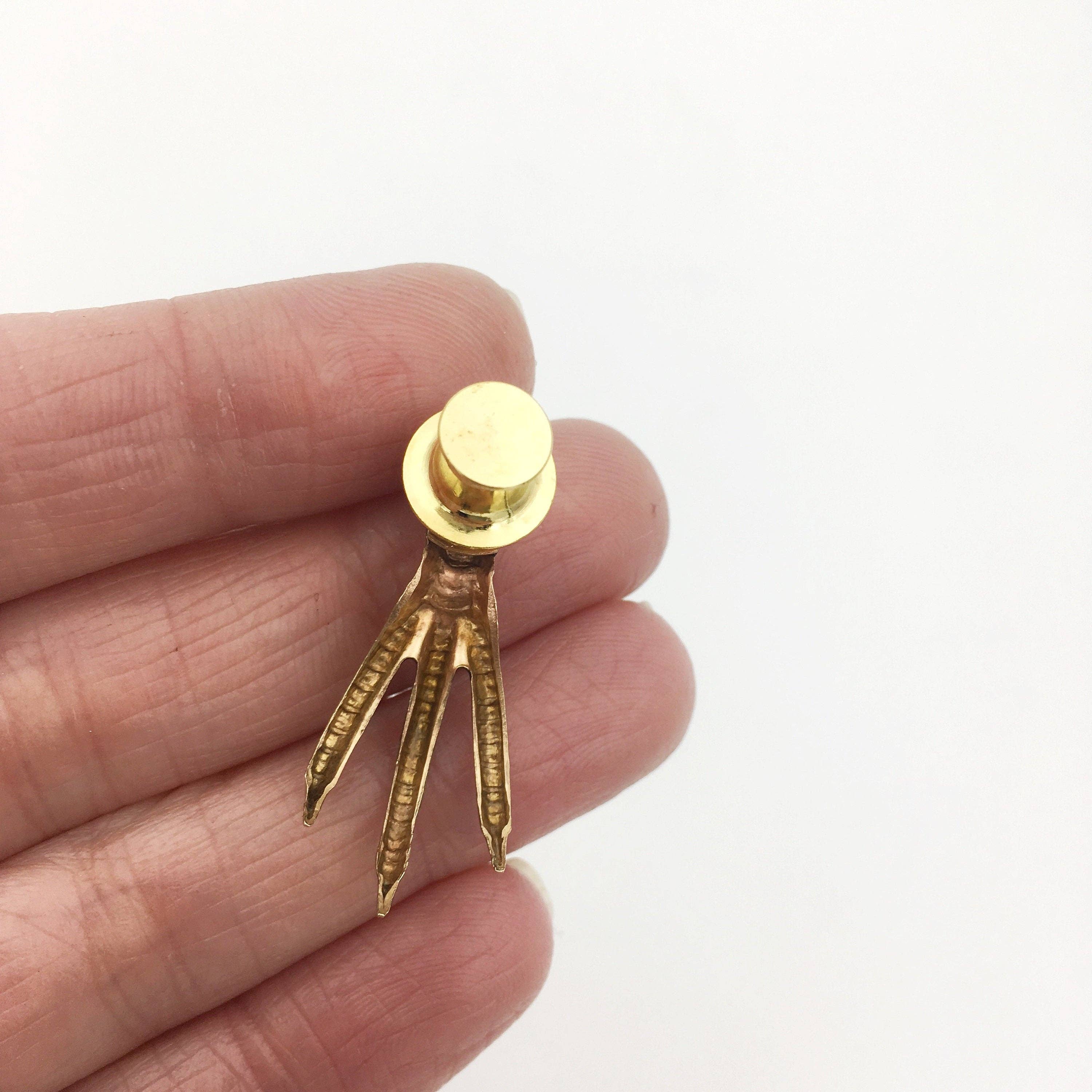 Metal Cloth & Wood - Wholesale Brooch - Gothic Handmade Brass Vintage Bird Claw Talon Brooch or Pin3
