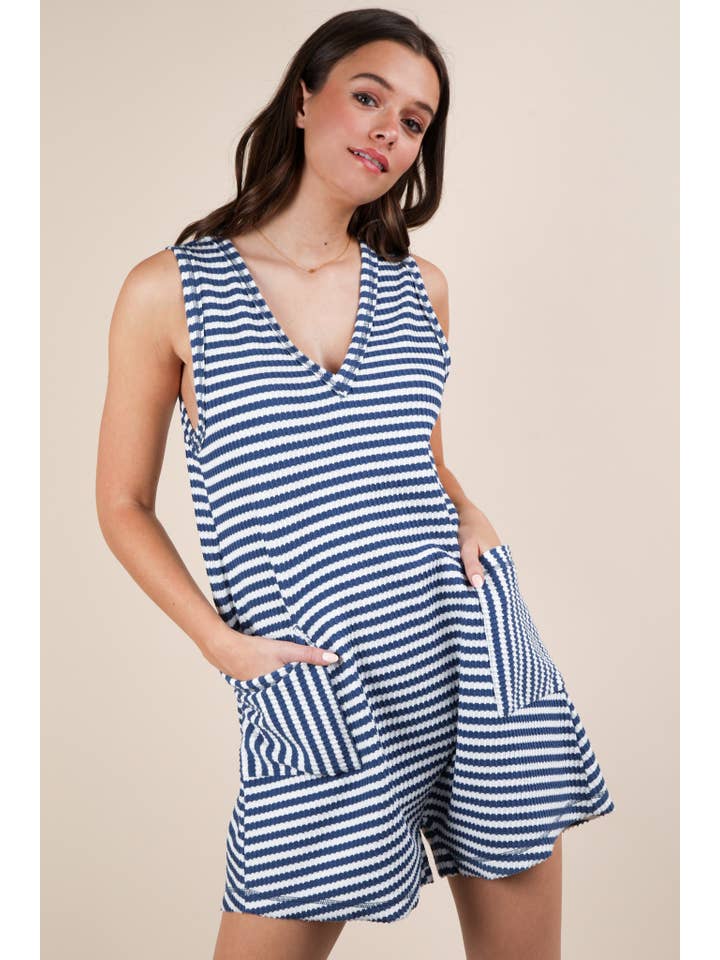 VERY J - Vendita all'ingrosso Tutina - Donna - NP70744-Tuta Casual Comoda a Righe in Maglia12