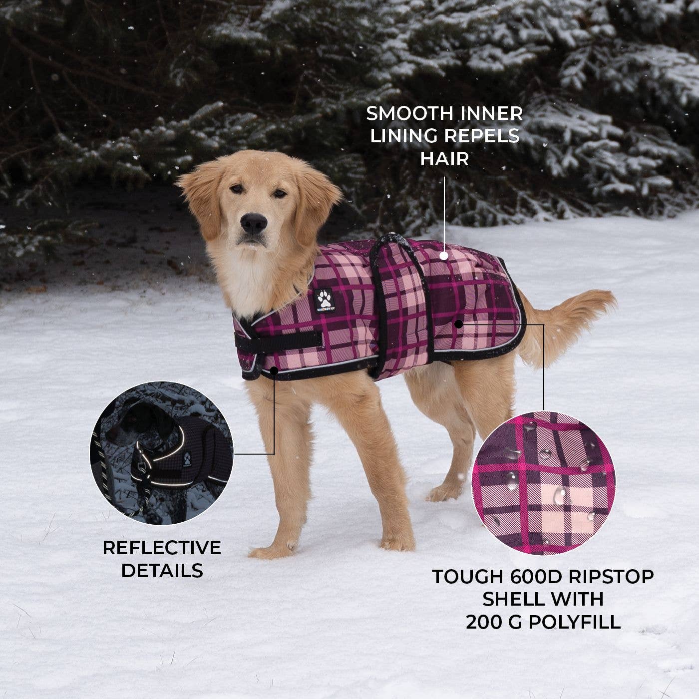 Shedrow K9 - Wholesale Pet Coat - Dog - Shedrow K9 Glacier Dog Coat - Potent Purple Plaid3