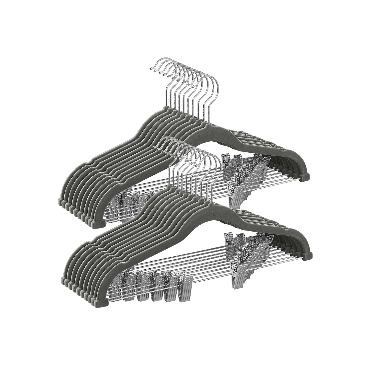 Greenwestons - Wholesale Clothes hangers - 20-Pack Velvet Pants Hangers with Adjustable Clips 30