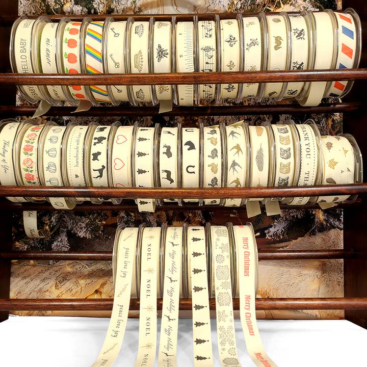 May Arts Ribbon - Wholesale Ribbon - Gift Wrapping - 3/4" Holiday Tree Print 100% Cotton Ribbon2