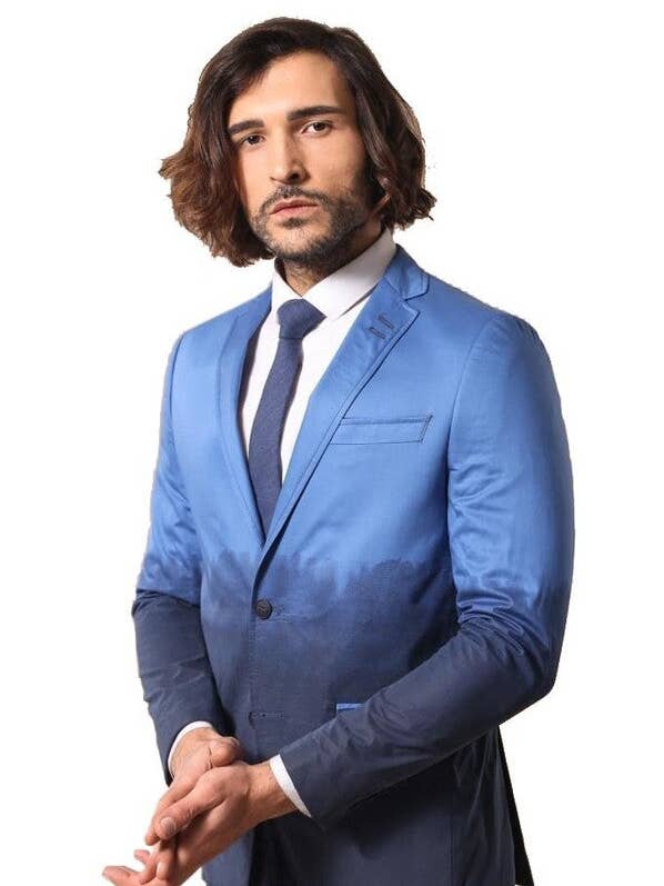 Blazer Slim Fit in cotone blu - Wessi per la vendita all'ingrosso da parte di Wessi