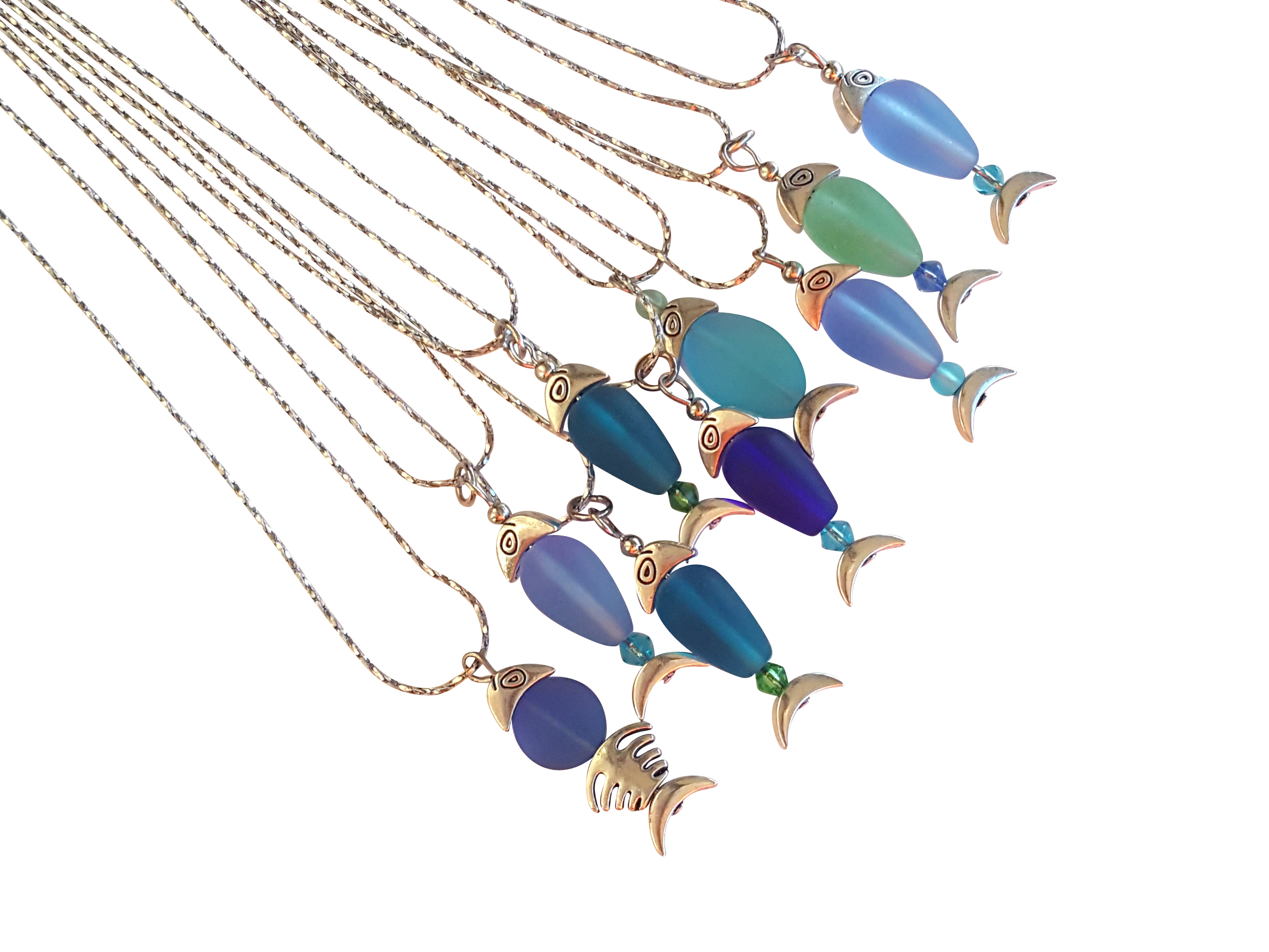 Snazzy and Co - Wholesale Pendant/Charm Necklace - Beach Glass Petite Fish Necklace4