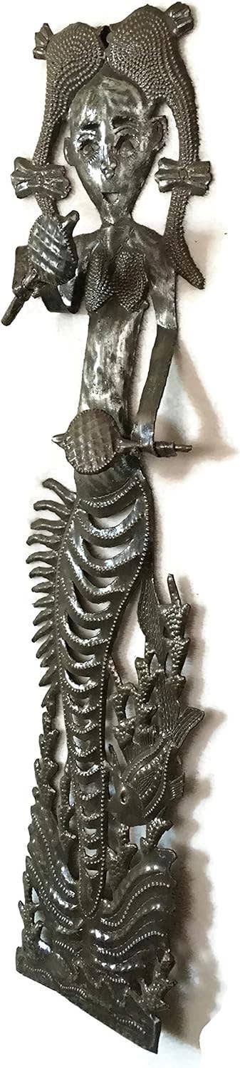 Haiti Fair Trade~ It's Cactus - Vente Décoration murale - Art en métal haïtien fantaisiste de sirène – Jardin en acier recyclé1