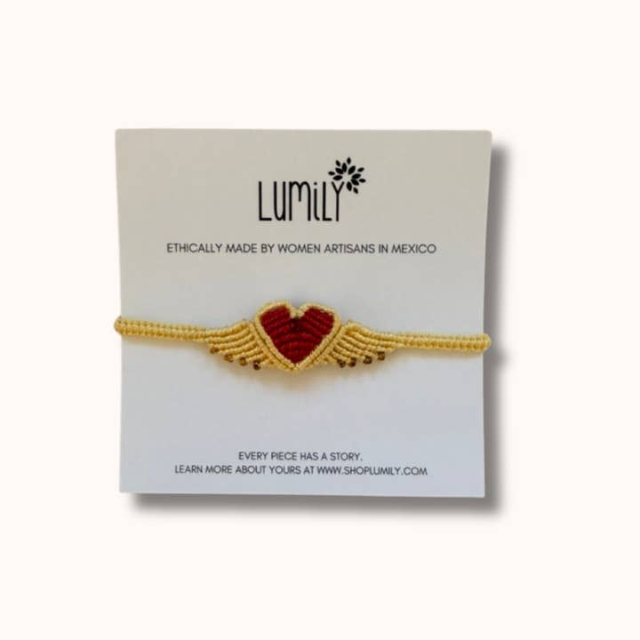 Lumily - Wholesale Woven/Braided Bracelet - Macrame Woven Heart Wings Pull String Bracelet - Mexico14