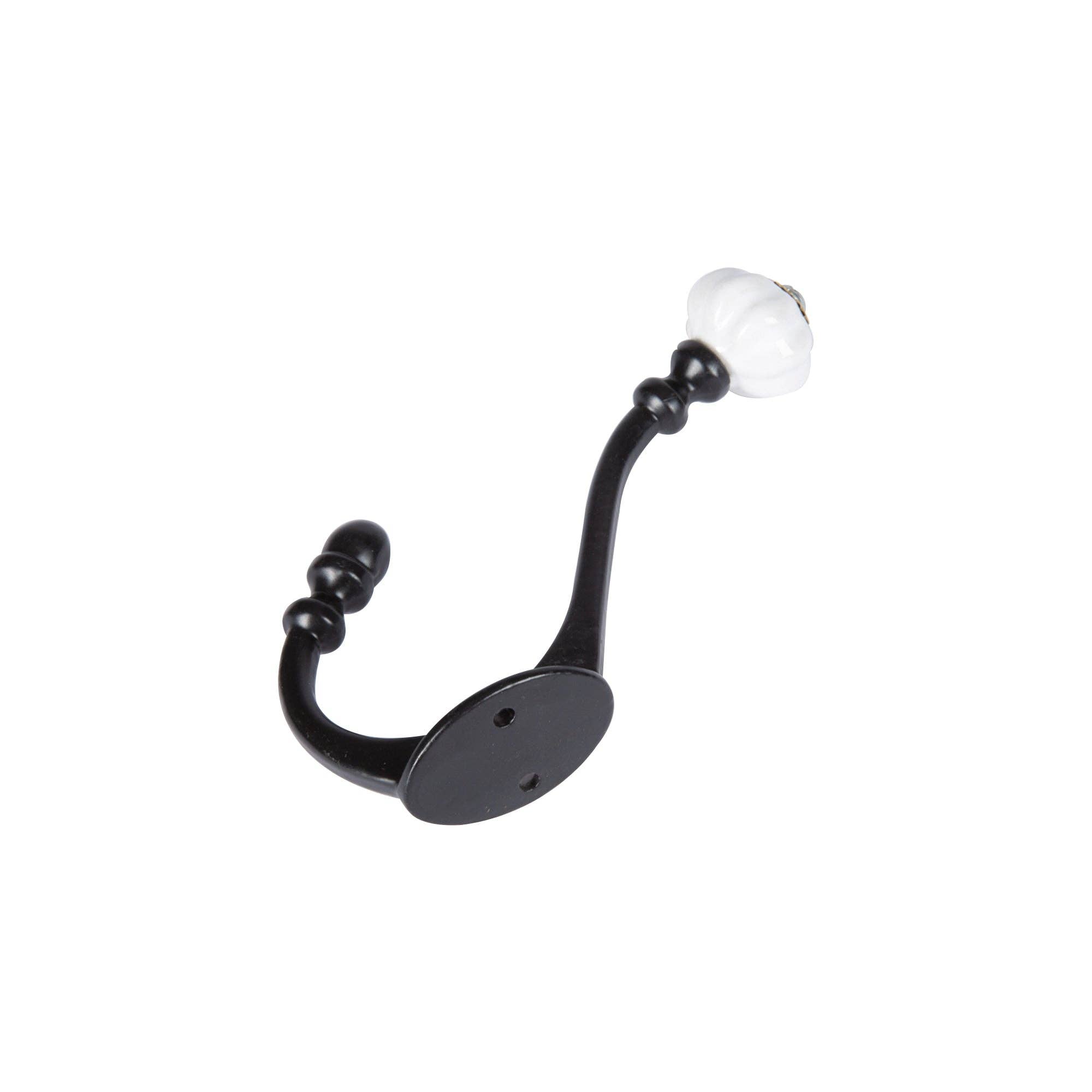 Rinkit Ltd – wholesale Wall hook – Ceramic Flower Hat & Coat Hook - W30mm x H140mm - Black3
