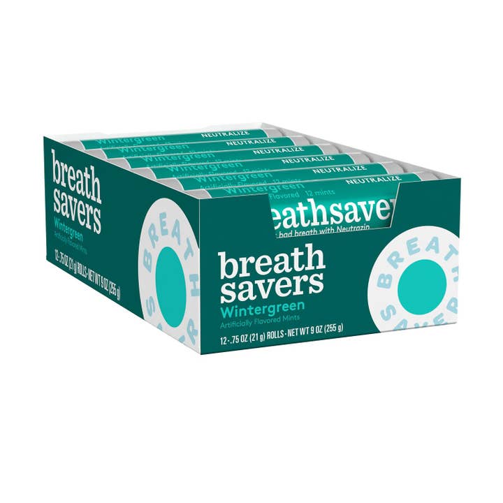 Breathsavers Wintermint Breath Mint Candy 12 Ct 0.75 Oz Rolls for wholesale by Long Island Candy Factory