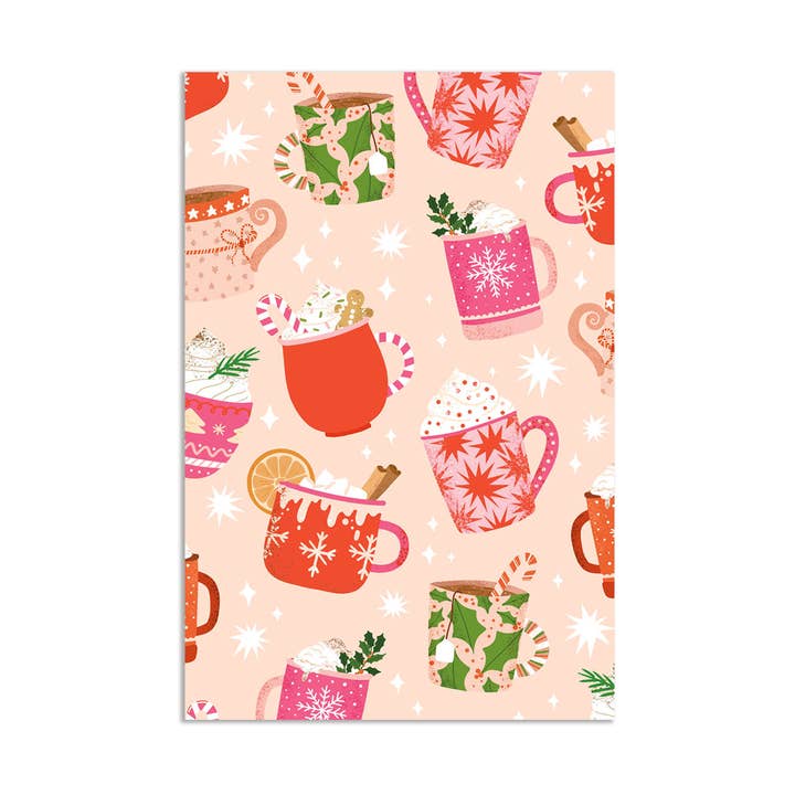 Mini card - gift tag - Christmas cute mugs pattern stars for wholesale by Muchable