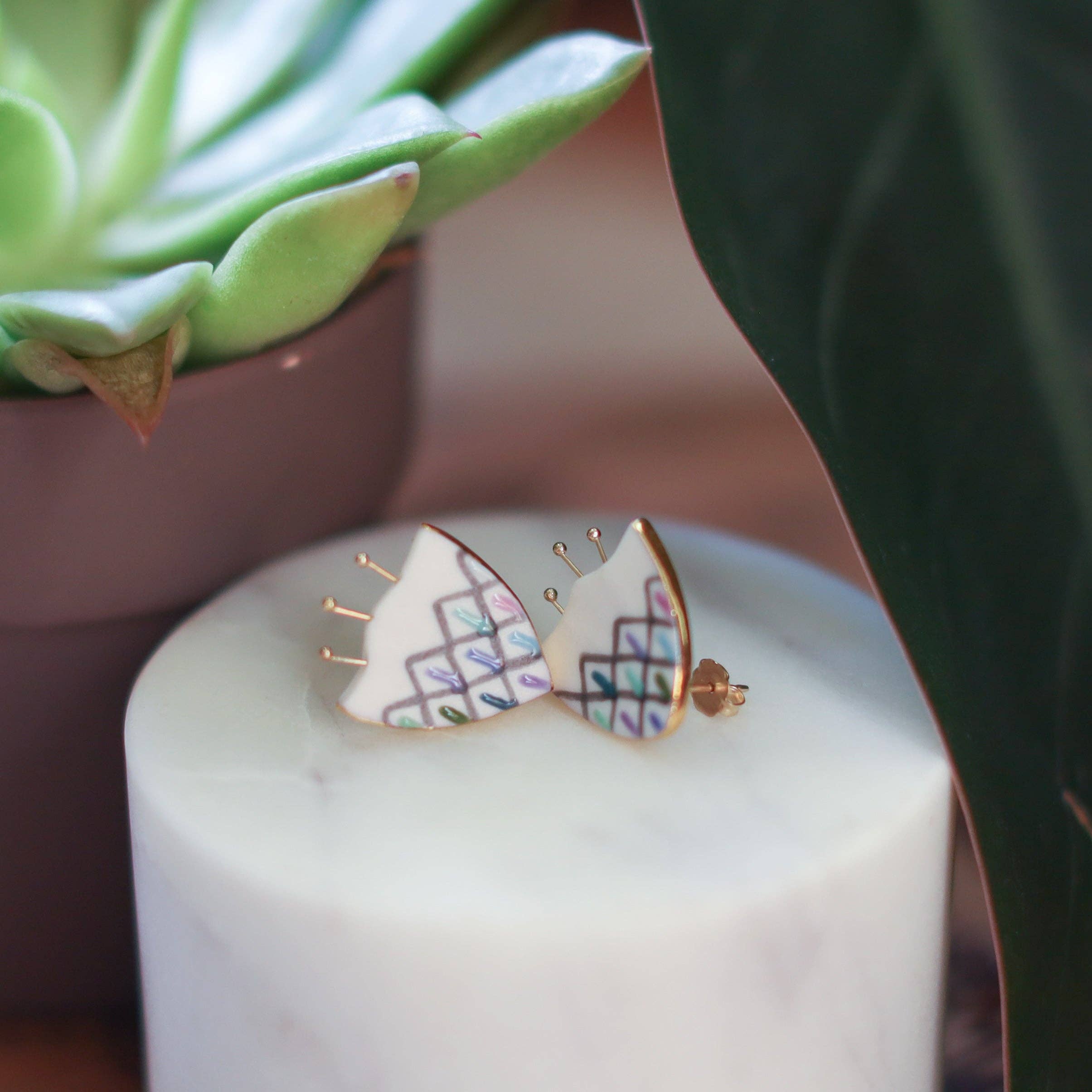 Remnant Studios - Wholesale Stud/Post Earrings - painted flower studs1