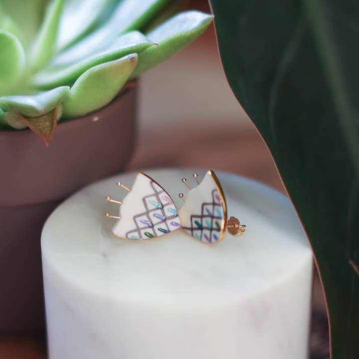 Remnant Studios - Wholesale Stud/Post Earrings - painted flower studs1