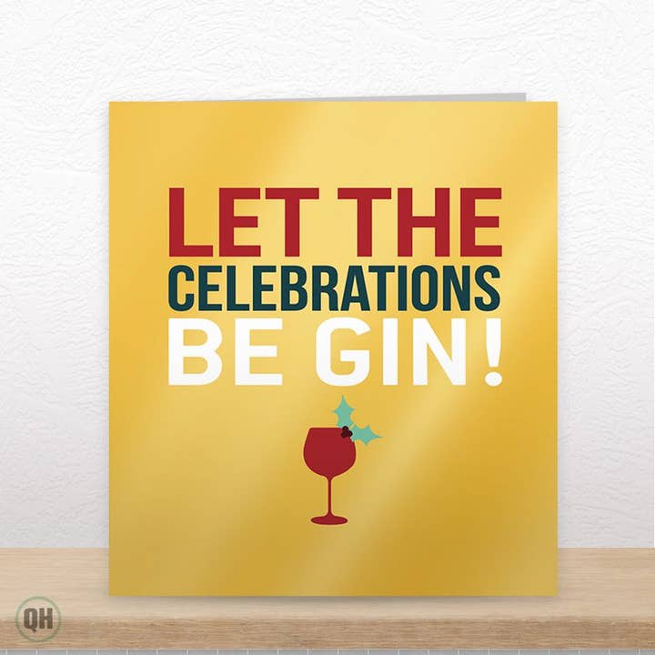 Tarjeta de Navidad laminada Let The Celebrations Be Gin para venta al por mayor de Quitting Hollywood
