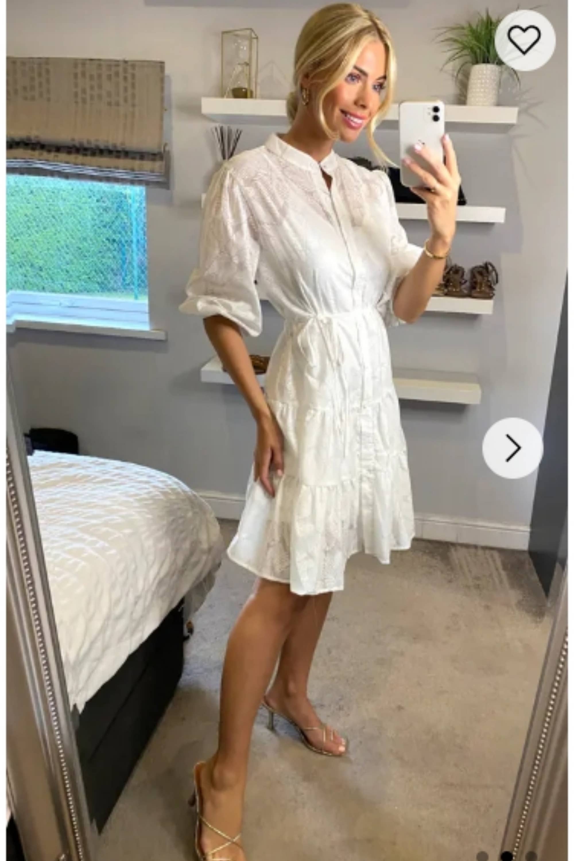 CY FASHION. LONDON - Wholesale Jurk - Dames - Hemdjurk met Leave's patroon in wit4