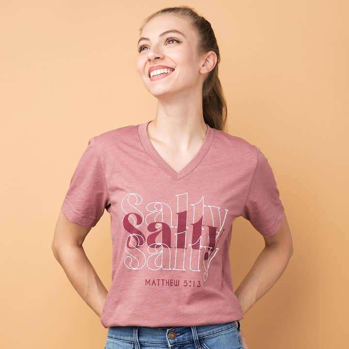 Corinthian's Corner - Wholesale Screen Printed T-Shirt - Women's - Salty V-Neck1