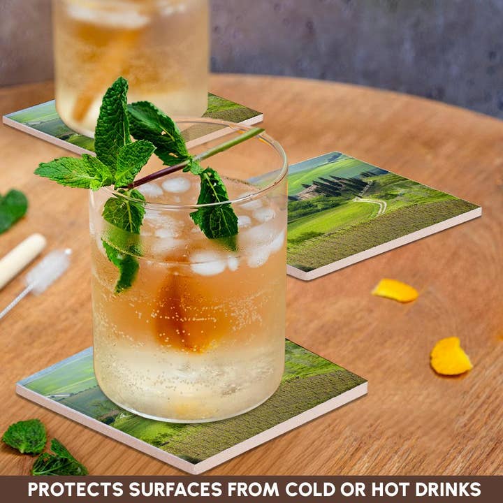 3dRose - Wholesale Coasters - 3dRose, Italy, Val d Orcia. Il Belvedere farmhouse panoramic. , Coaster2