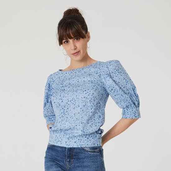 Coralie Bijasson – Kit de costura artesanal por atacado – Molde Ermine - Blusa com mangas largas estilo balloon - tamanhos 34 a 4811