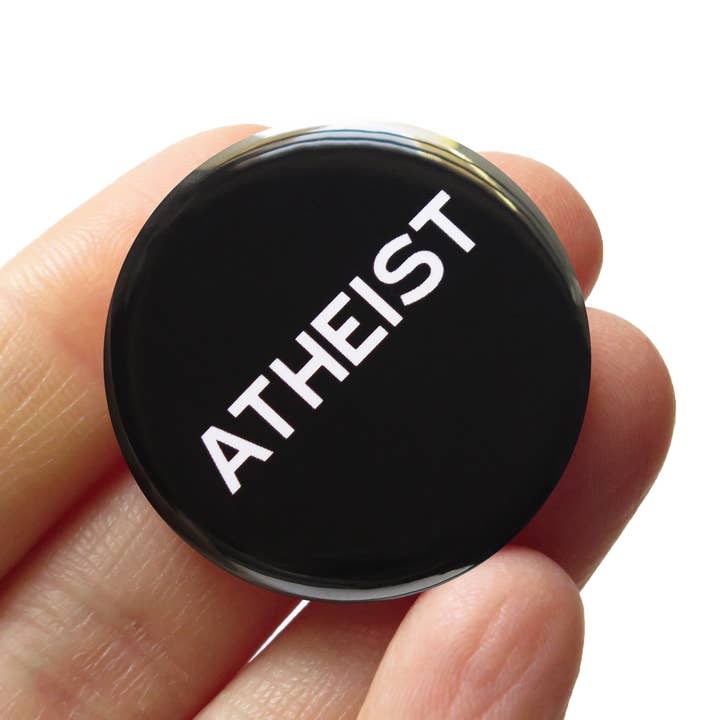 ATHEIST Pinback Button for wholesale by Word For Word Factory