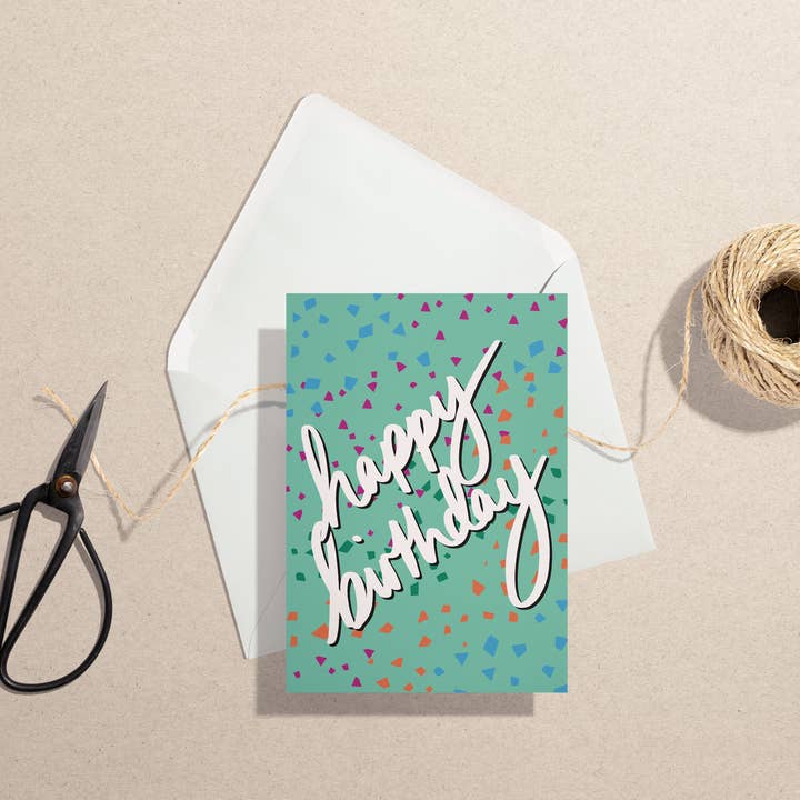 Tarjeta confeti feliz cumpleaños para venta al por mayor de FNIC designs