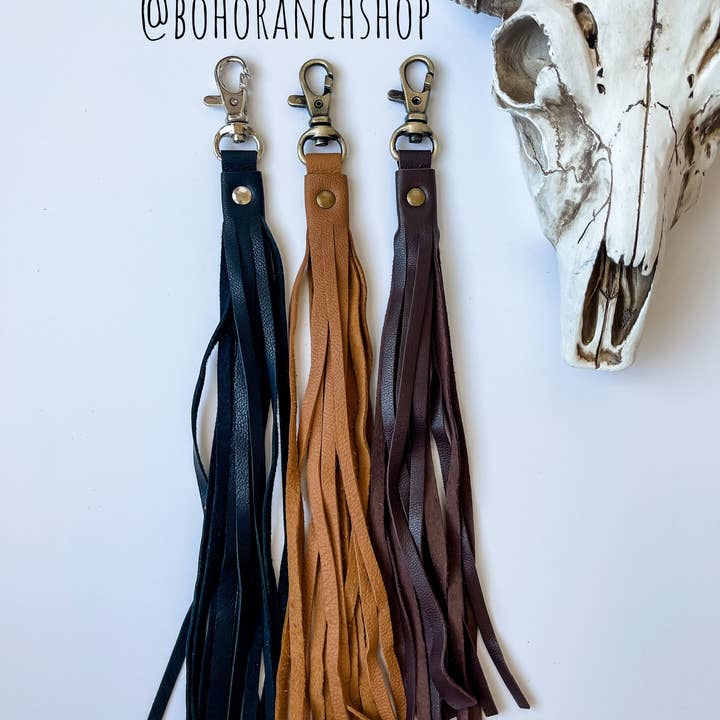 Boho Ranch Shop - Wholesale Keychain - Women's - Leather Fringe Keychain - Tassel Fringe Keychain3