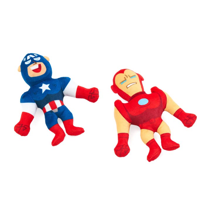ZippyPaws - Wholesale Pet Plush Toy - Dog - Marvel Plush 2-Pack - Captain America & Iron Man -U.S. Only