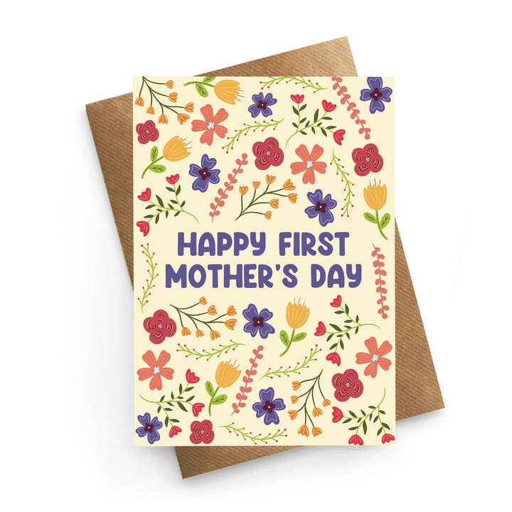 Joyeuse première fête des mères - Carte florale pour la fête des mères pour la vente par STUCK SHOP GIFTS