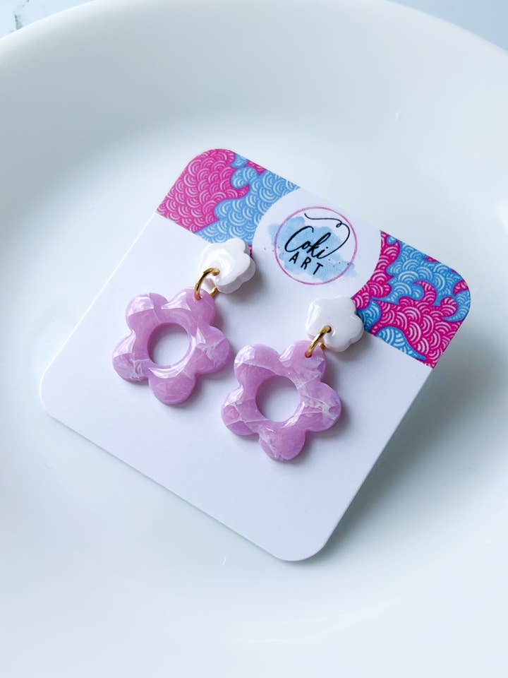 Lilac Flower Earring | Handmade Polymer Clay Earrings for wholesale by Coki Art
