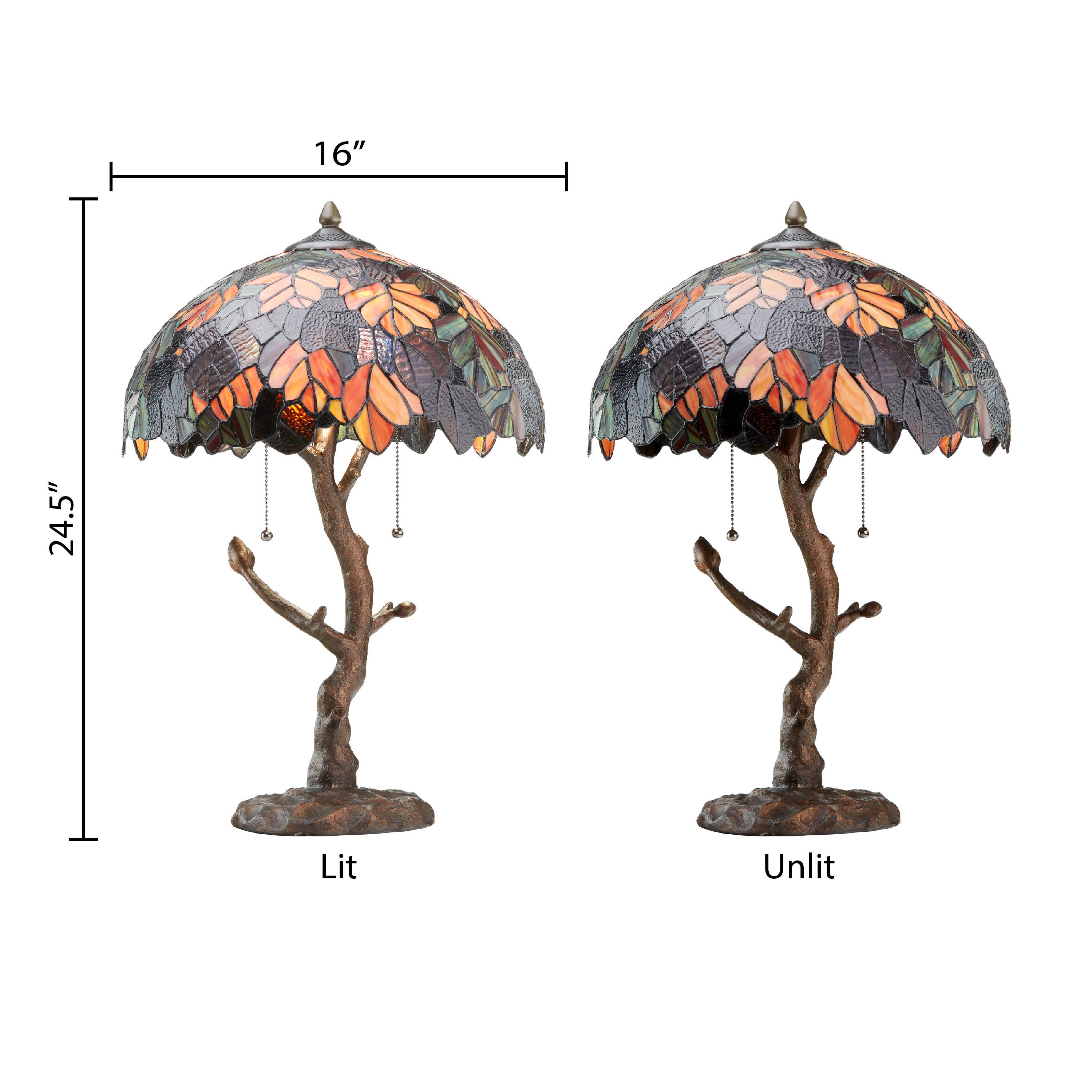 River of Goods - Vente Lampes d'appoint/de bureau - Lampe de table en vitrail H Marvel Maple Tree de 24,5 po2