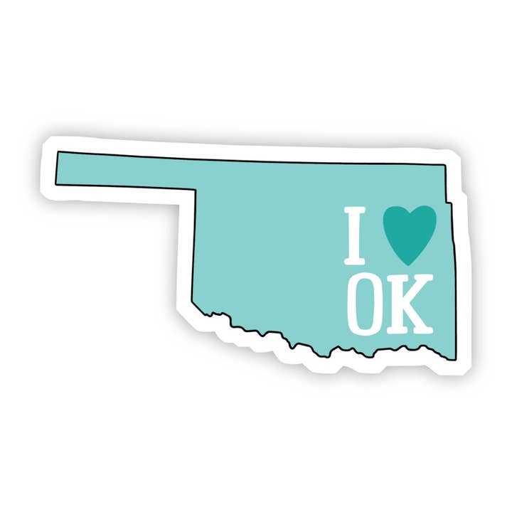 I Love Oklahoma Teal Sticker for wholesale by Big Moods